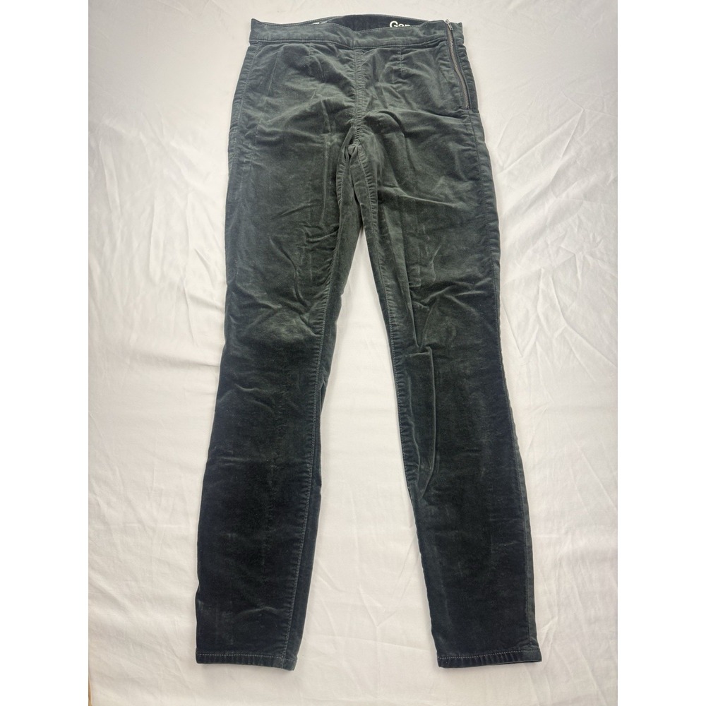 Gap 1969 26R Side Zip Jeans Green Stretch Skinny Pants Womens